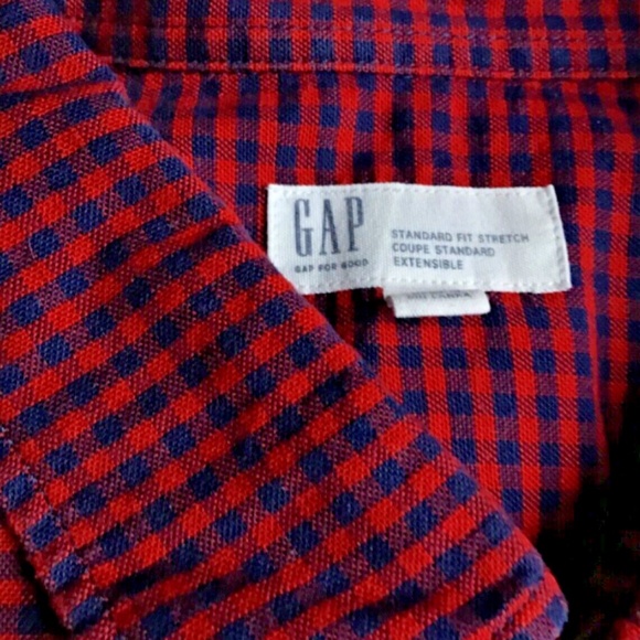 GAP  Red burgundy  & navy motifs 100 % cotton button front shirt Sz L - Picture 1 of 7